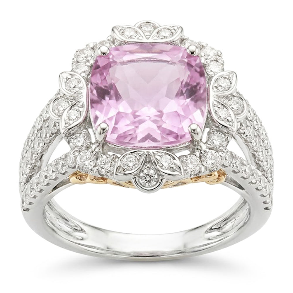 Kunzite Natural Earth Mined Diamond Wedding Ring