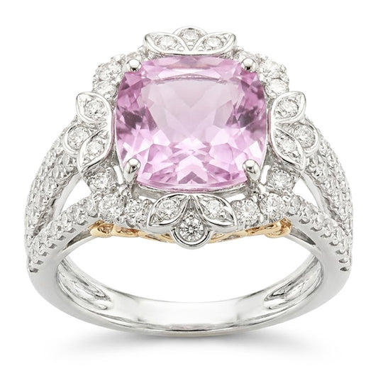 Kunzite Natural Earth Mined Diamond Wedding Ring