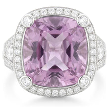 Kunzite Stone Natural Earth Mined Diamond Halo Ring