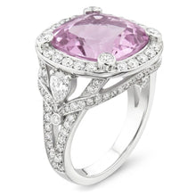 Kunzite Stone Natural Earth Mined Diamond Halo Ring