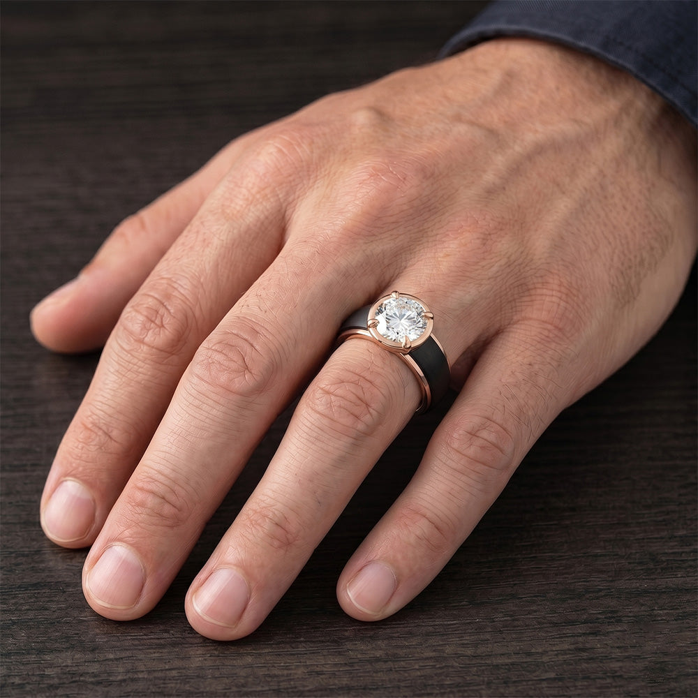 Lab Grown Round Diamond Ring 1.50 ct F VS1 – Two Tone Gold 14K