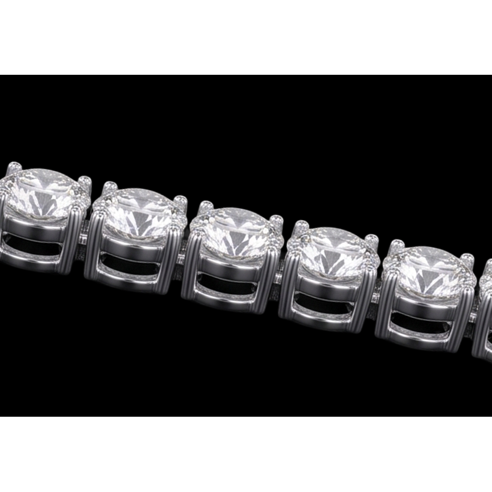 Lab Grown Tennis Necklace 12 Carat White Gold 14K 20 Inch Chain