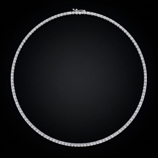 Lab Grown Tennis Necklace 14K White Gold 15 Carat 18 Inch Chain