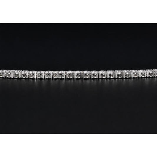 Lab Grown Tennis Necklace 14K White Gold 15 Carat 18 Inch Chain