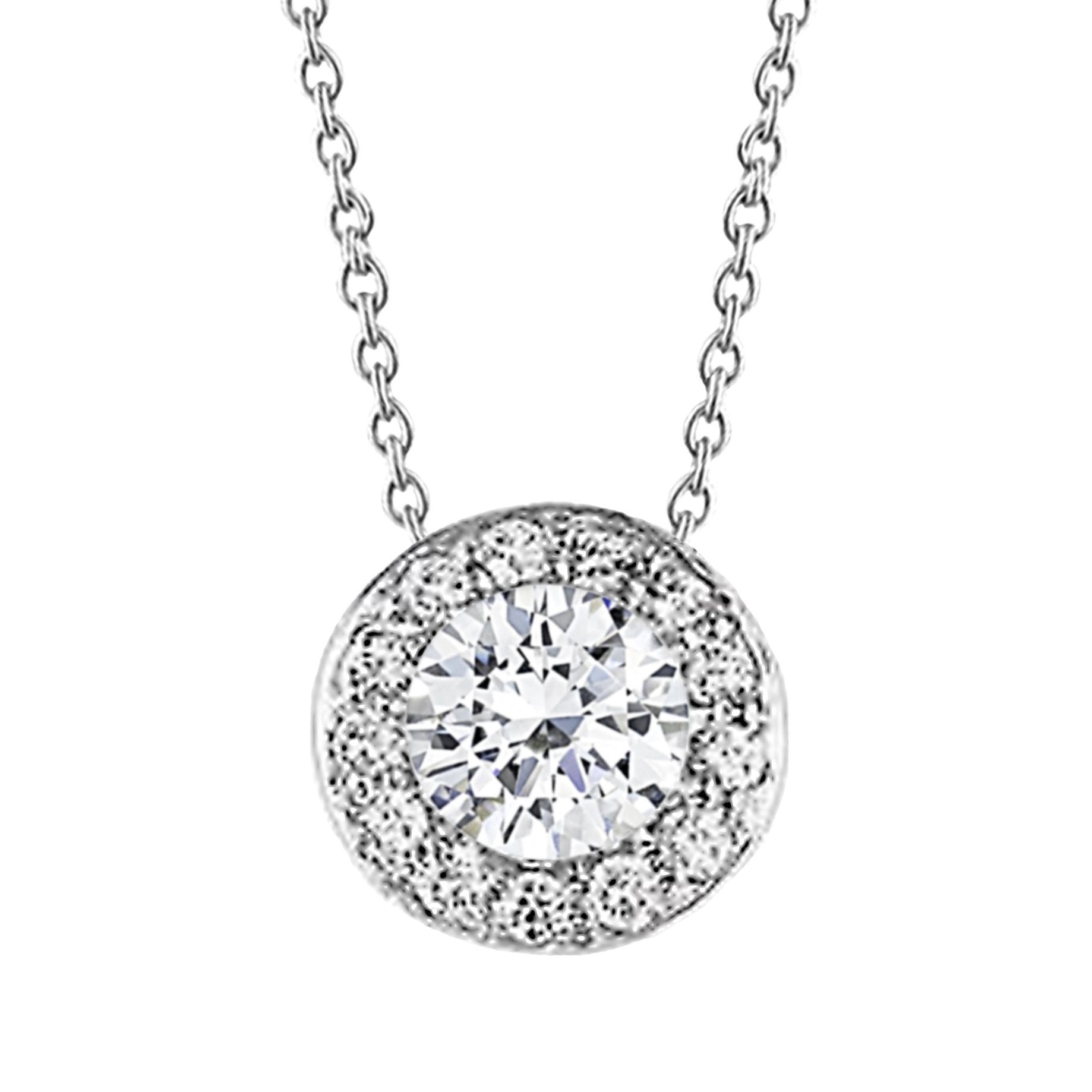 Ladies 2.5 Carats Gorgeous Real Diamonds Pendant Necklace White Gold 14K
