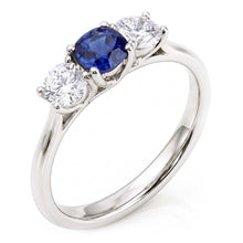 Ladies 3 Stone Ring Cushion Ceylon Sapphire 1.25 Carats Round Natural Earth Mined Diamonds