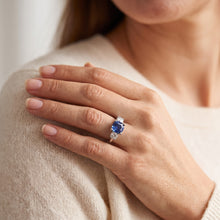 Ladies 3 Stone Ring Cushion Ceylon Sapphire 1.25 Carats Round Natural Earth Mined Diamonds