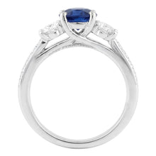 Ladies 3 Stone Style Natural Earth Mined Diamond Ring Round Blue Sapphire Gold 5 Carats