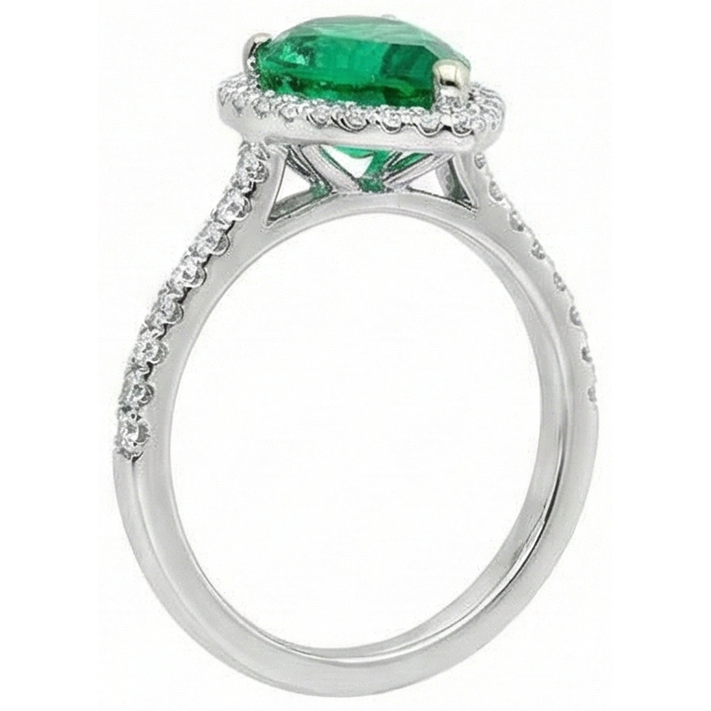 natural round emerald 5.25ct ring top view