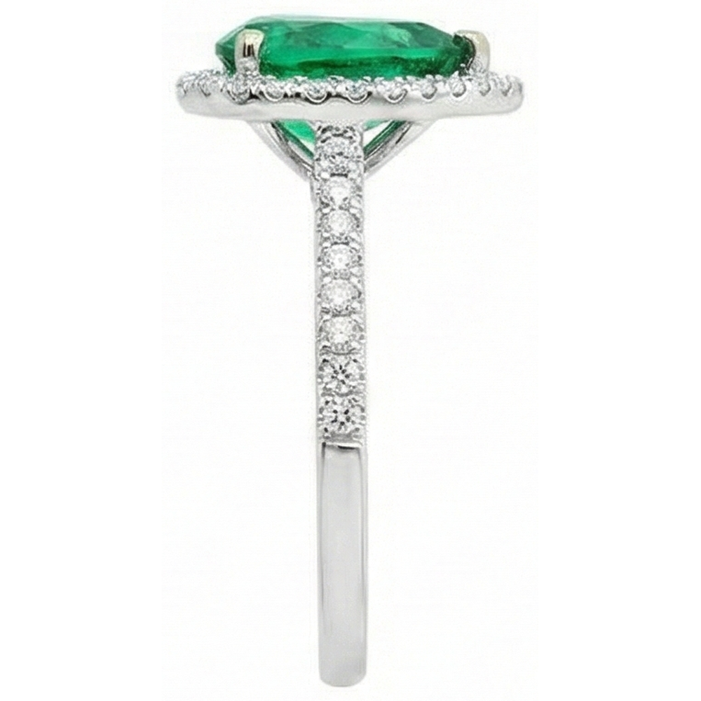 natural round emerald 5.25ct ring profile view