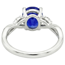 Ladies Anniversary Ring Oval Blue Sapphire & Marquise Natural Earth Mined Diamond 6 Carats