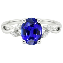 Ladies Anniversary Ring Oval Blue Sapphire & Marquise Natural Earth Mined Diamond 6 Carats