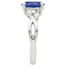 Ladies Anniversary Ring Oval Blue Sapphire & Marquise Natural Earth Mined Diamond 6 Carats