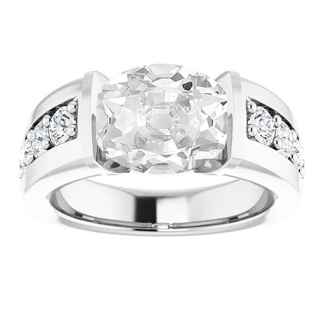 Ladies Anniversary Ring Oval Old Cut Genuine Diamond Prong Set 6.25 Carats