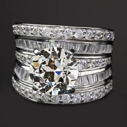 Ladies Baguette & Old Cut Natural Diamond Fancy Wedding Ring 5.50 Carats