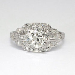 Ladies Baguette & Round Old Mine Cut Real Diamond Wedding Ring 2.75 Carats