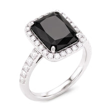 Ladies Black Diamond Ring 7 Carat Natural Radiant Halo 14K White Gold