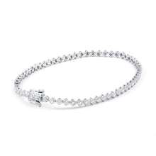 Ladies Bracelet 3 Carats Round Cut Small Real Diamonds White Gold 14K