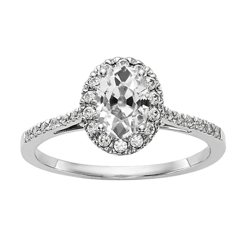 Ladies Cathedral Setting Halo Oval Old Mine Cut Real Diamond Ring