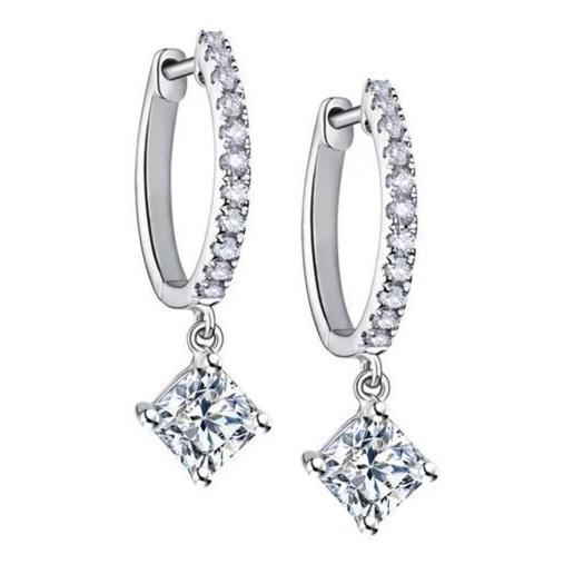 Ladies Dangle Earrings 2.64 Carats Sparkling Natural Diamonds White Gold