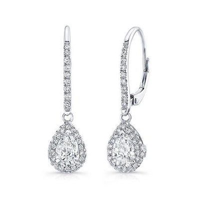 Ladies Dangle Earrings 4.80 Carats Sparkling Real Diamonds White Gold 14K