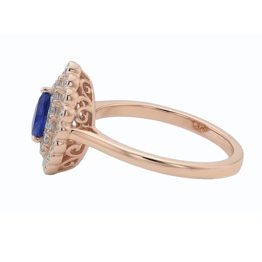 natural round sapphire 3.50ct ring top view