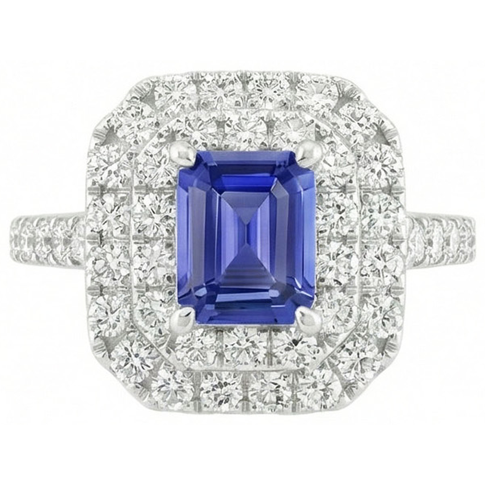 natural emerald sapphire 3ct ring close up detail