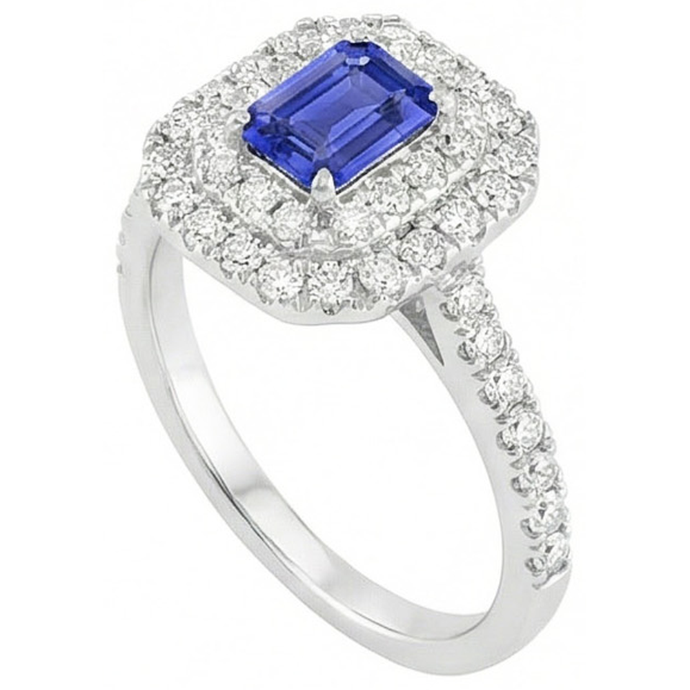 natural emerald sapphire 3ct ring profile view