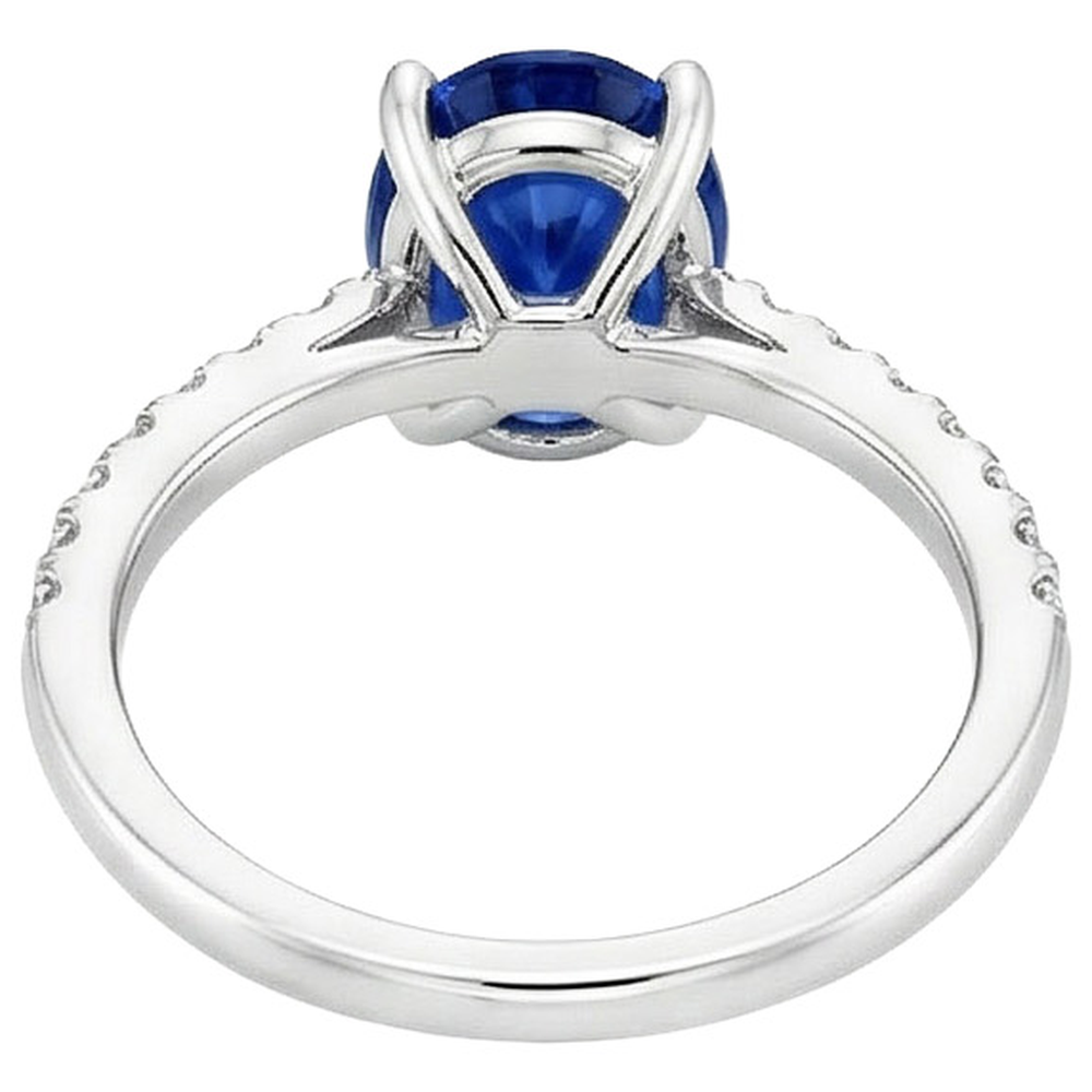 Ladies Engagement Ring Blue Sapphire & Pave Set Natural Earth Mined DIAMOND ( NOT LAB GROWN )s 5.25 Carats