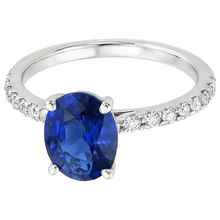 Ladies Engagement Ring Blue Sapphire & Pave Set Natural Earth Mined DIAMOND ( NOT LAB GROWN )s 5.25 Carats