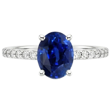 Ladies Engagement Ring Blue Sapphire & Pave Set Natural Earth Mined DIAMOND ( NOT LAB GROWN )s 5.25 Carats