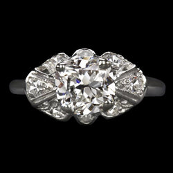 Ladies Engagement Ring Cushion Old Miner Real Diamond 6 Carats 14K Gold