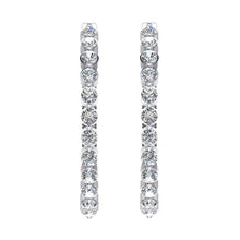 Ladies Floating Round Real Diamond Hoop Earrings 3.60 Carats 1.5 Inches
