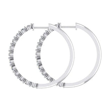 Ladies Floating Round Real Diamond Hoop Earrings 3.60 Carats 1.5 Inches