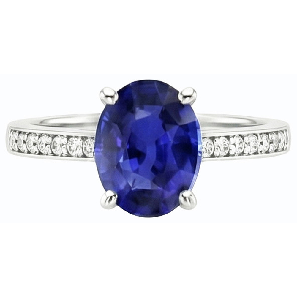 Ladies Gemstone Ceylon Sapphire Ring Channel Set Natural Earth Mined Diamonds 4.50 Carats