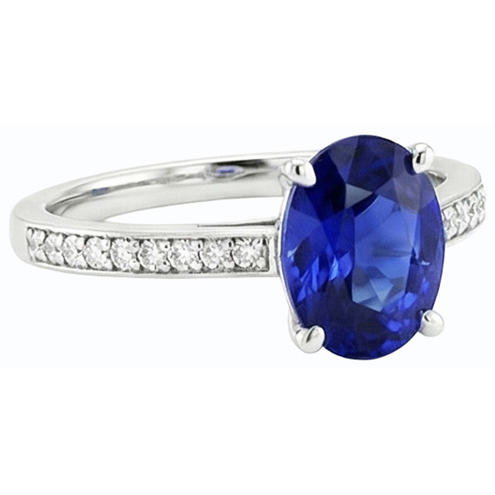Ladies Gemstone Ceylon Sapphire Ring Channel Set Natural Earth Mined Diamonds 4.50 Carats