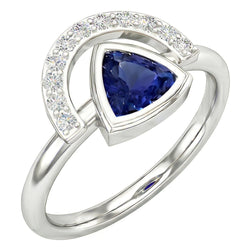 Ladies Gemstone Jewellery Trillion Bezel Set Blue Sapphire Ring 2 Carats