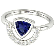 Ladies Gemstone Jewellery Trillion Bezel Set Blue Sapphire Ring 2 Carats