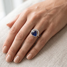 Ladies Gemstone Jewellery Trillion Bezel Set Blue Sapphire Ring 2 Carats