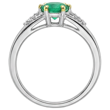 Precious Stone Ring 14K Two Tone Gold with Colombian Emerald – back view