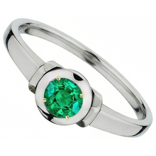 Colombian Emerald Precious Stone Ring 1-ct 14K Two Tone Gold – front view