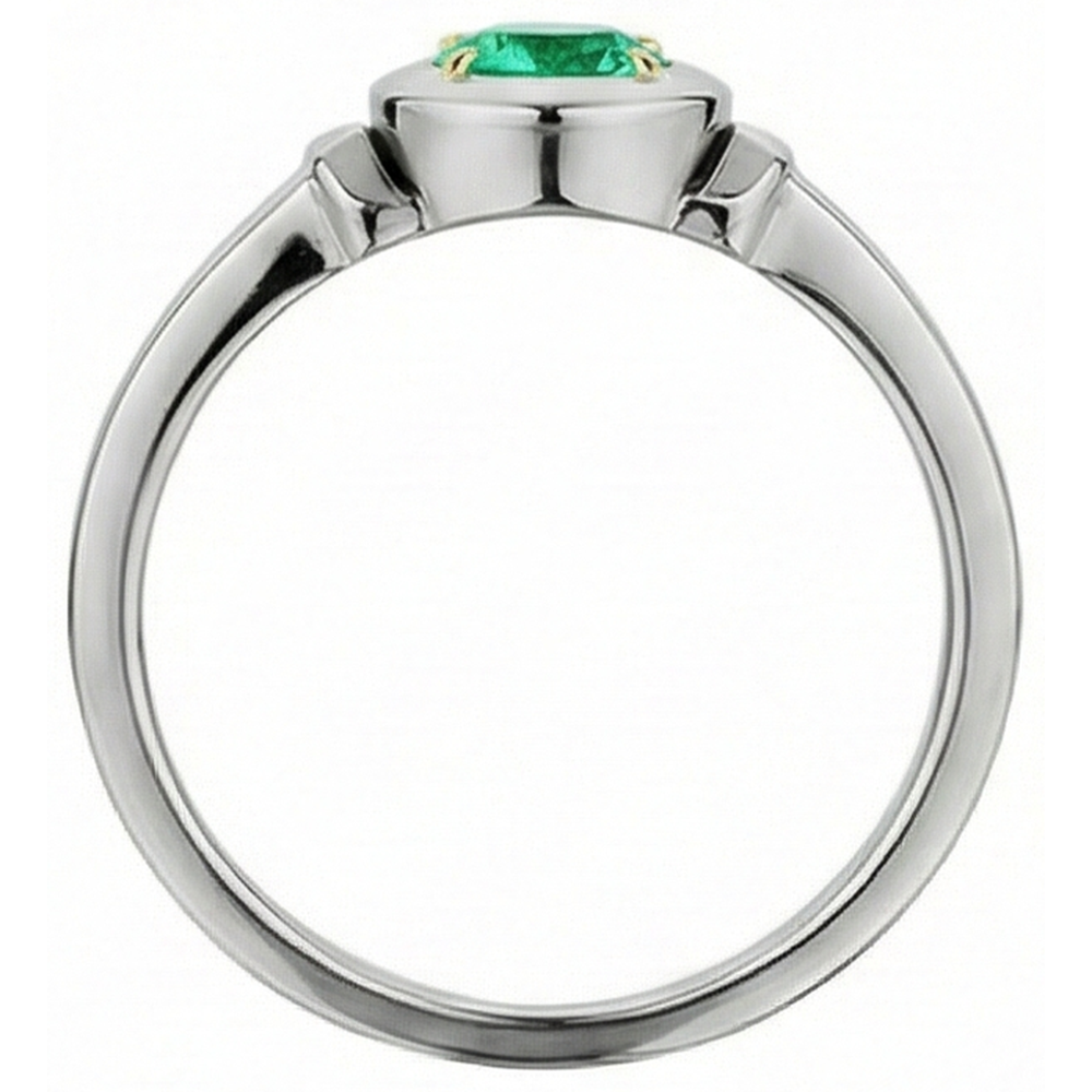 Colombian Emerald Precious Stone Ring 1-ct 14K Two Tone Gold – top view