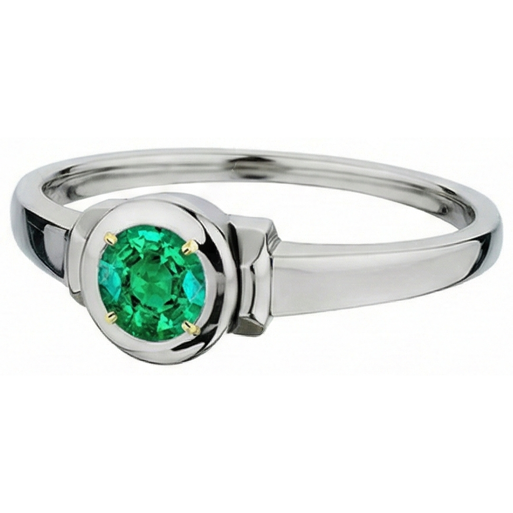 Colombian Emerald Precious Stone Ring 1-ct 14K Two Tone Gold – angle view