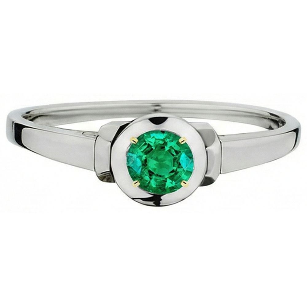 Bespoke Colombian Emerald Precious Stone Ring 1 ct – profile view