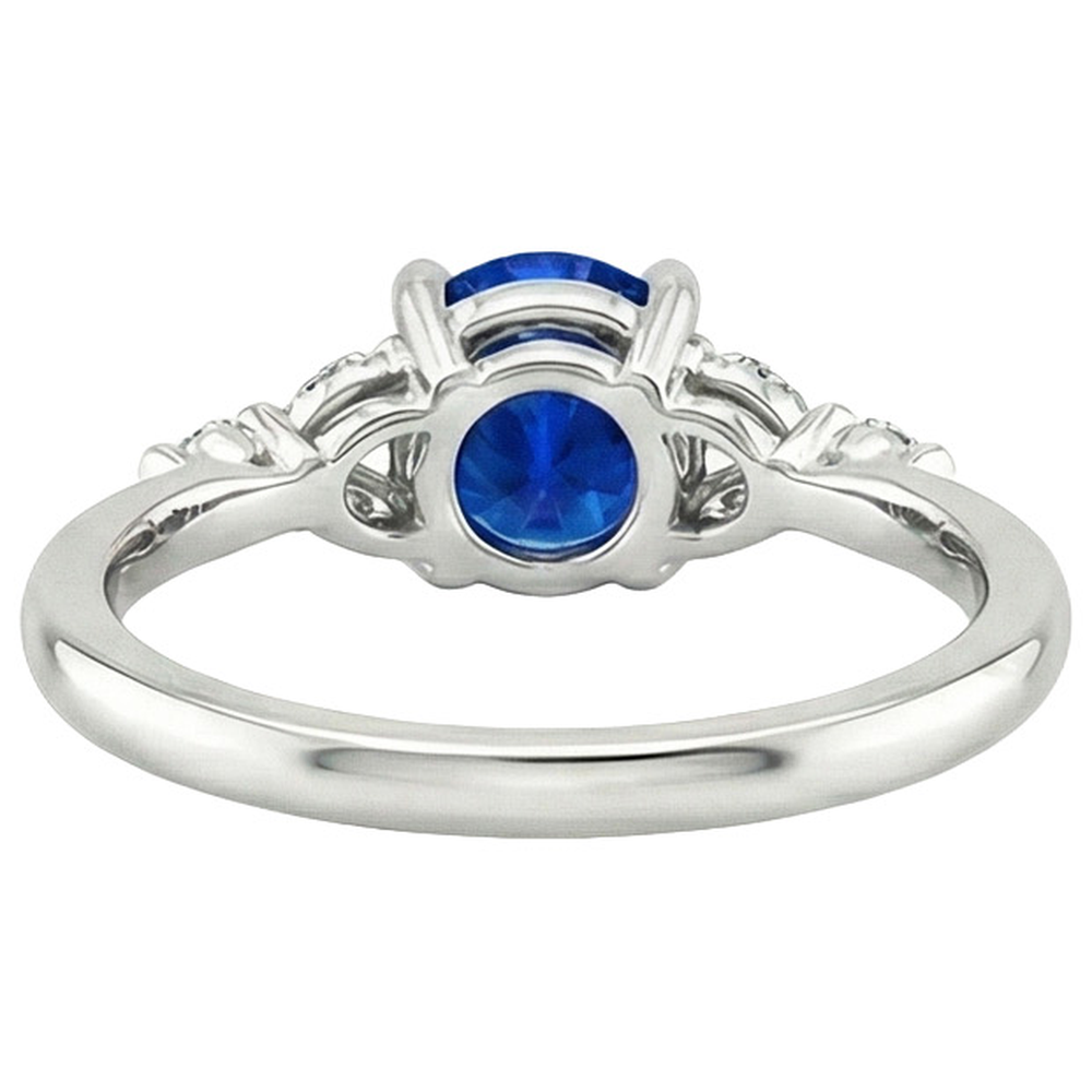 natural round sapphire 3ct ring on white background