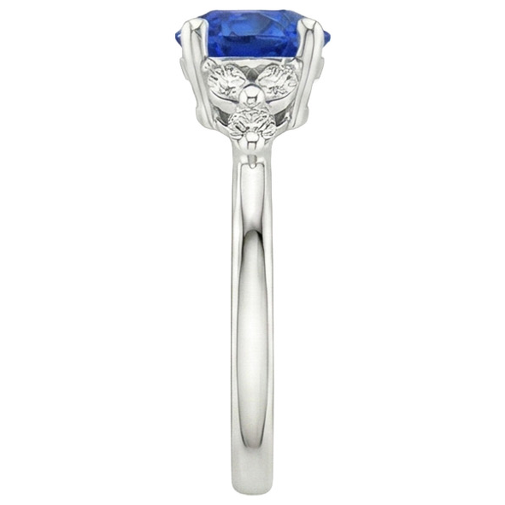 natural round sapphire 3ct ring profile view