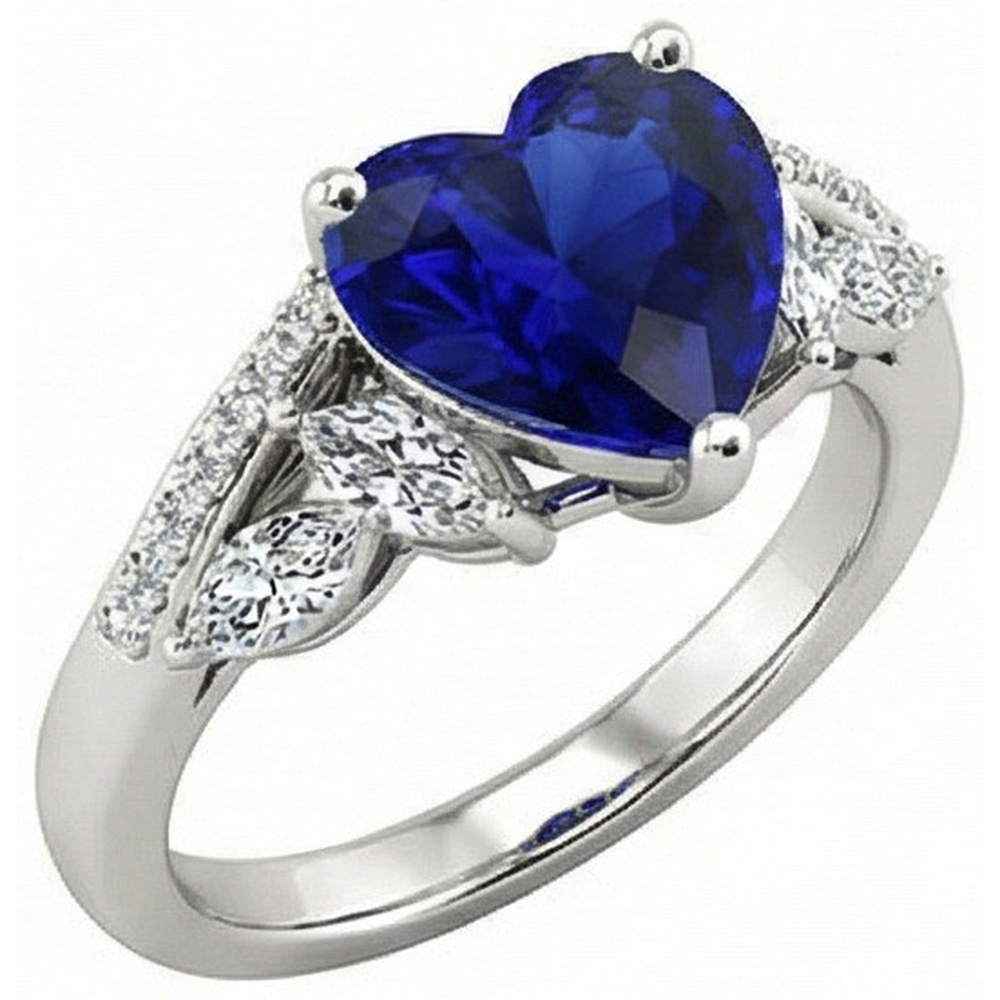natural round sapphire 4ct ring front view