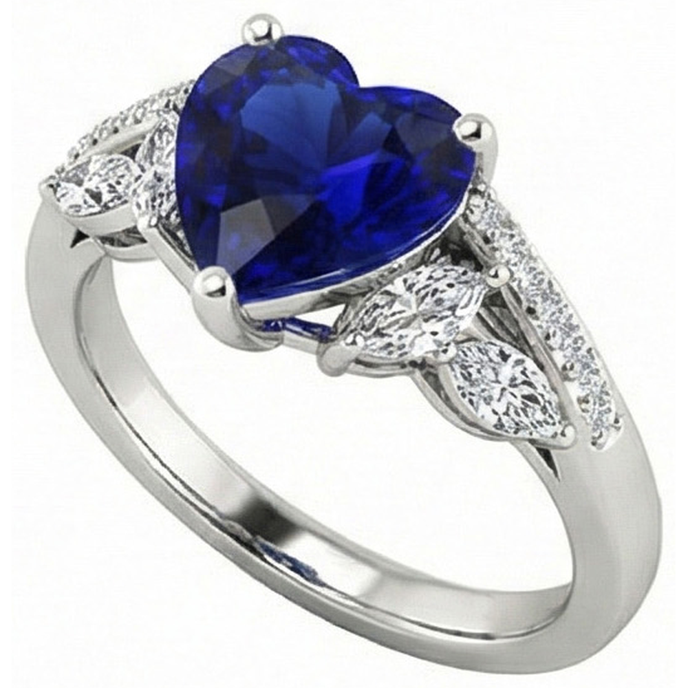 natural round sapphire 4ct ring close up detail