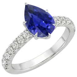 Natural Sapphire Ring 5.50ct - White Gold 14K