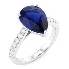 Ladies Gemstone Solitaire Ceylon Sapphire Ring With Accents 4 Carats